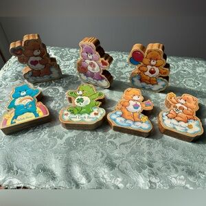 Vintage Care Bears Wooden Character Blocks - Set of 7 Display Or Play